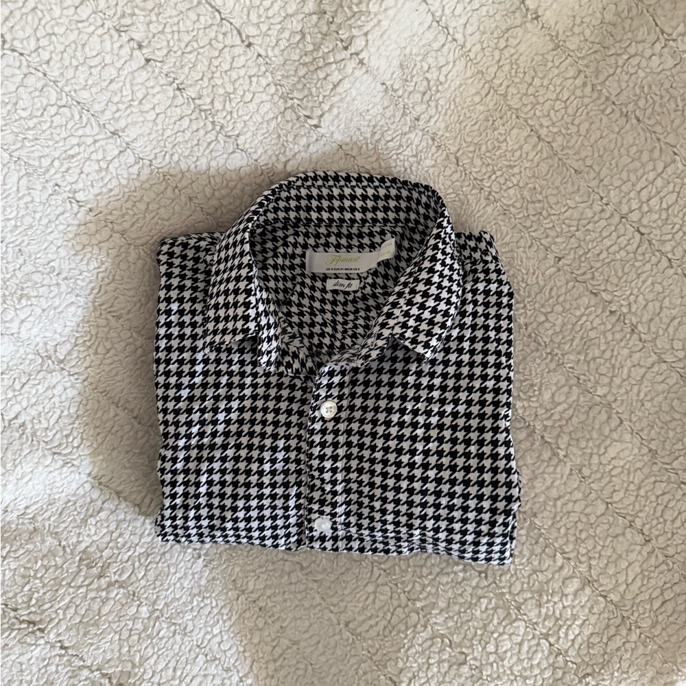 Black and White Houndstooth Collar Shirt - Picture 2 of 11